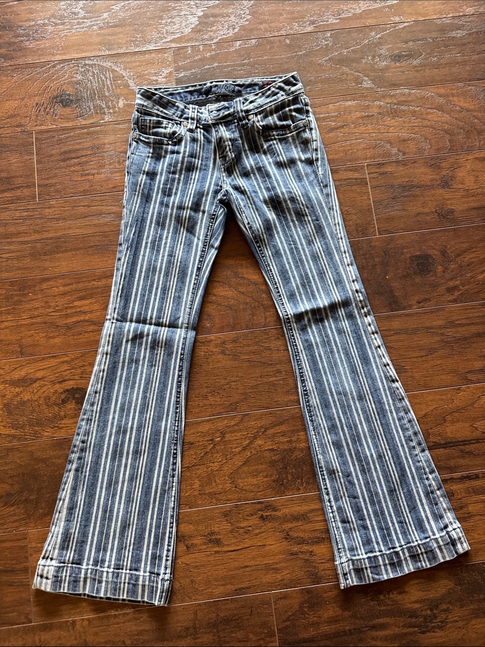 Rock & Roll Denim Girls Striped Blue Flare Jeans